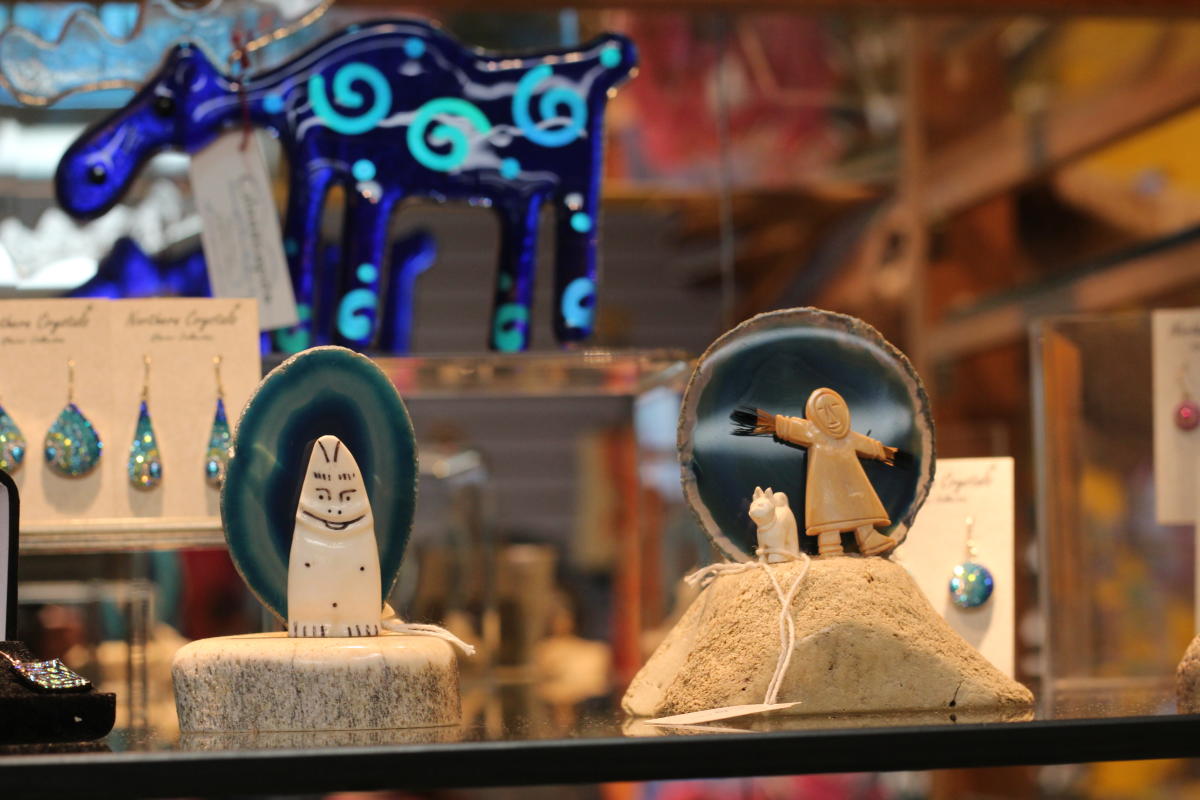 Alaska-made gifts and souvenirs arranged for easy packing