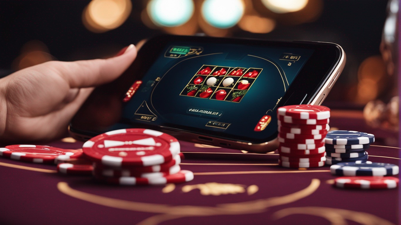 Interface de casino en ligne affichée sur écran avec machine à sous et symboles de jeu